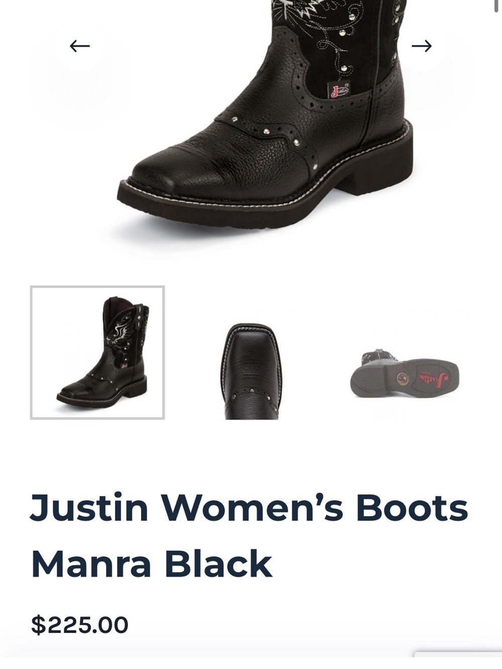 Justin Boots Women's Black Western Embroidered Pull-On Boots